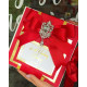 Luksusowe Księga Gości - Mirror DeLuxe z kryszałami czerwona 40 urodziny